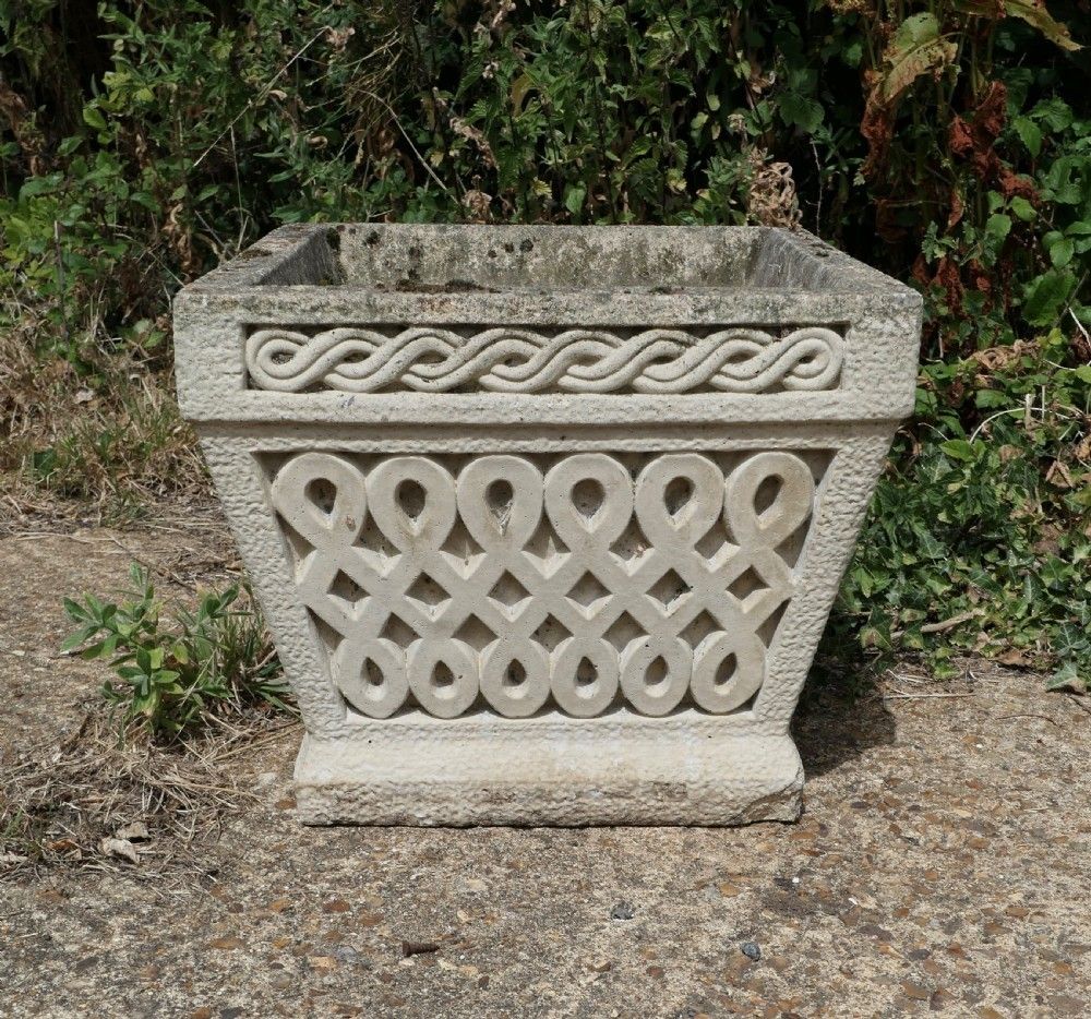 A Set Of 6 Classical Basket Weave Garden Planters photo for sale
