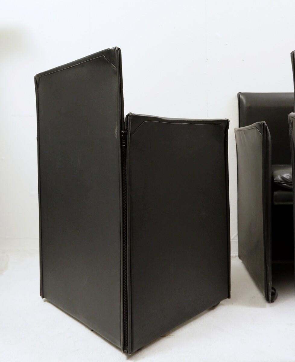 Mid Century Modern Mod.401 "Break" Chairs By Mario Bellini, Mouse Grey Leather photo furniture