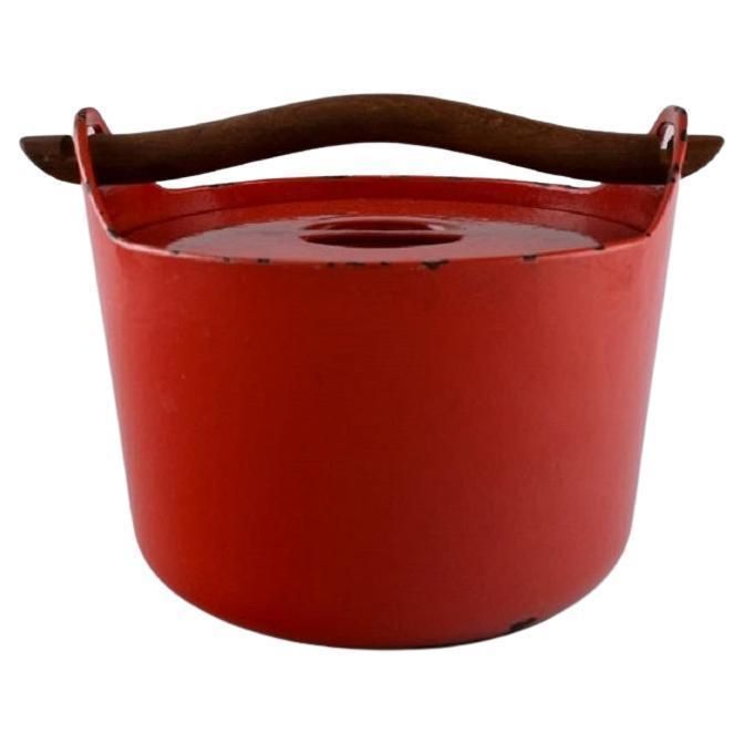 Timo Sarpaneva For Rosenlew, Finland, Cast Iron Casserole In Red Enamel