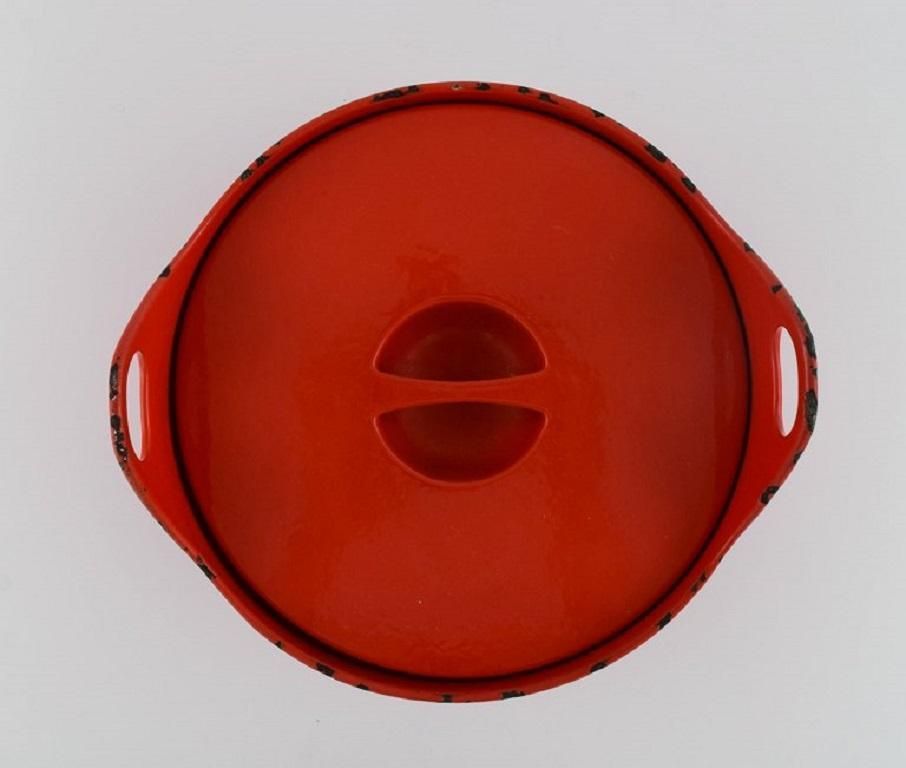 Timo Sarpaneva For Rosenlew, Finland, Cast Iron Casserole In Red Enamel photo vinterior