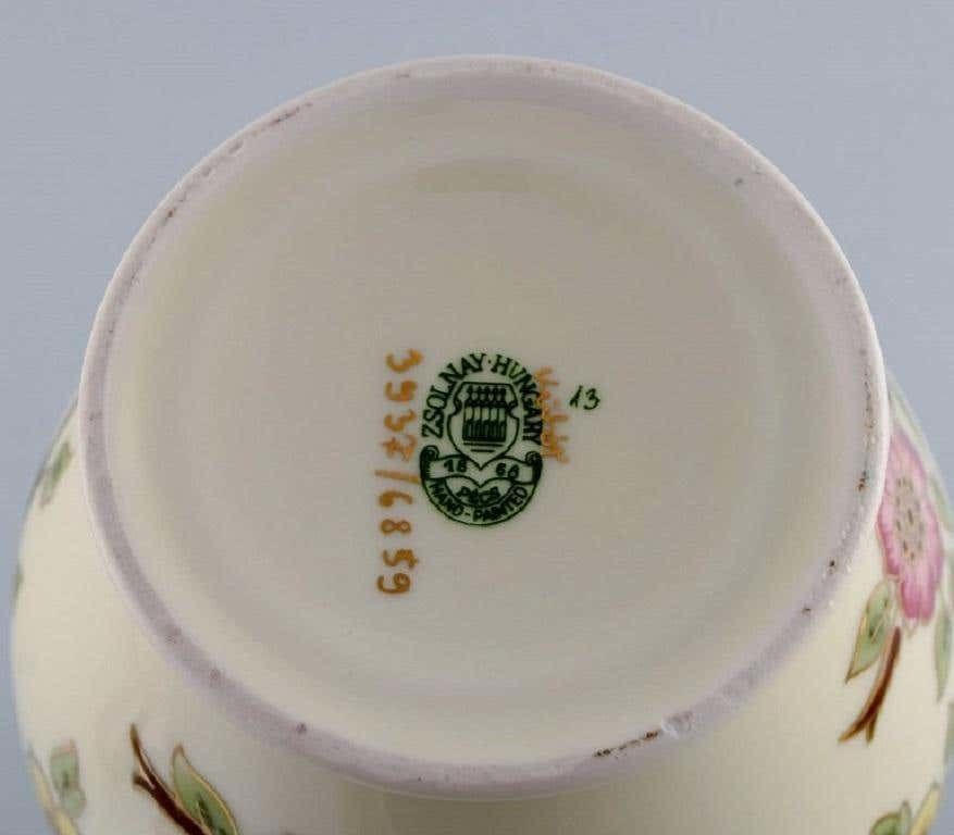 Zsolnay Vase In Cream Coloured Porcelain With Hand Painted Flowers photo buy