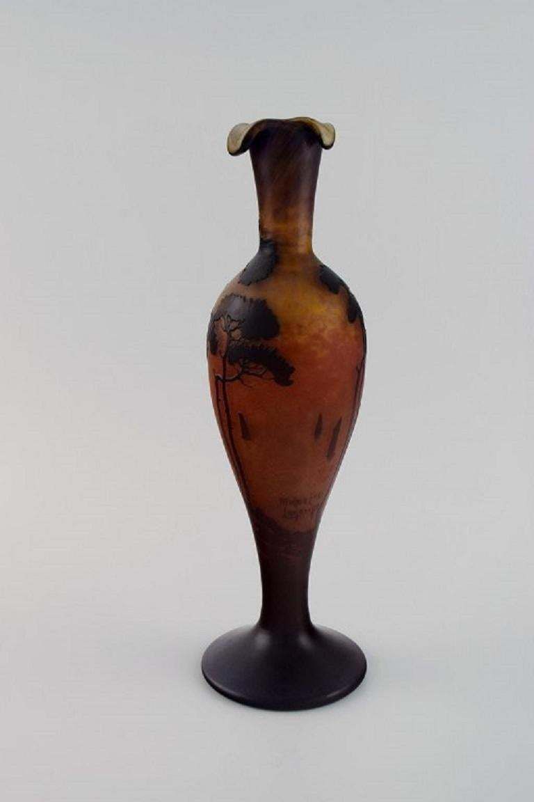 Muller Frères, France, Vase In Smoky And Dark Art Glass, 1920s photo for sale