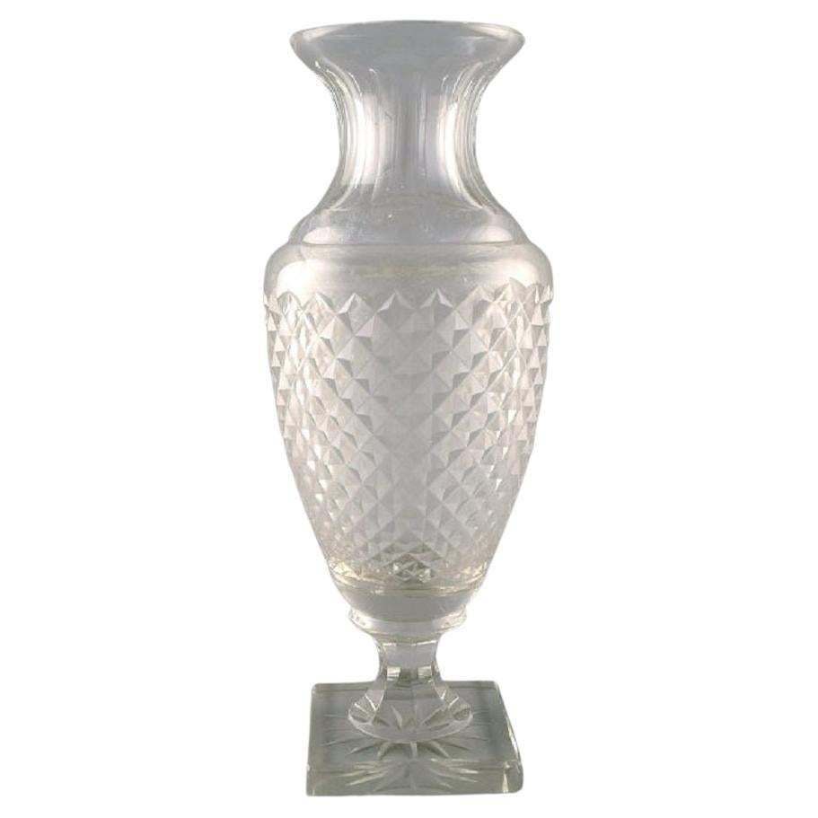 Baccarat, France, Art Deco Vase In Clear Crystal Glass, 1930s
