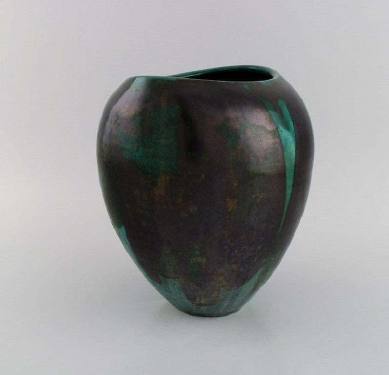 European Studio Ceramicist, Unique Vase In Glazed Stoneware, 1960s/70s photo vinterior