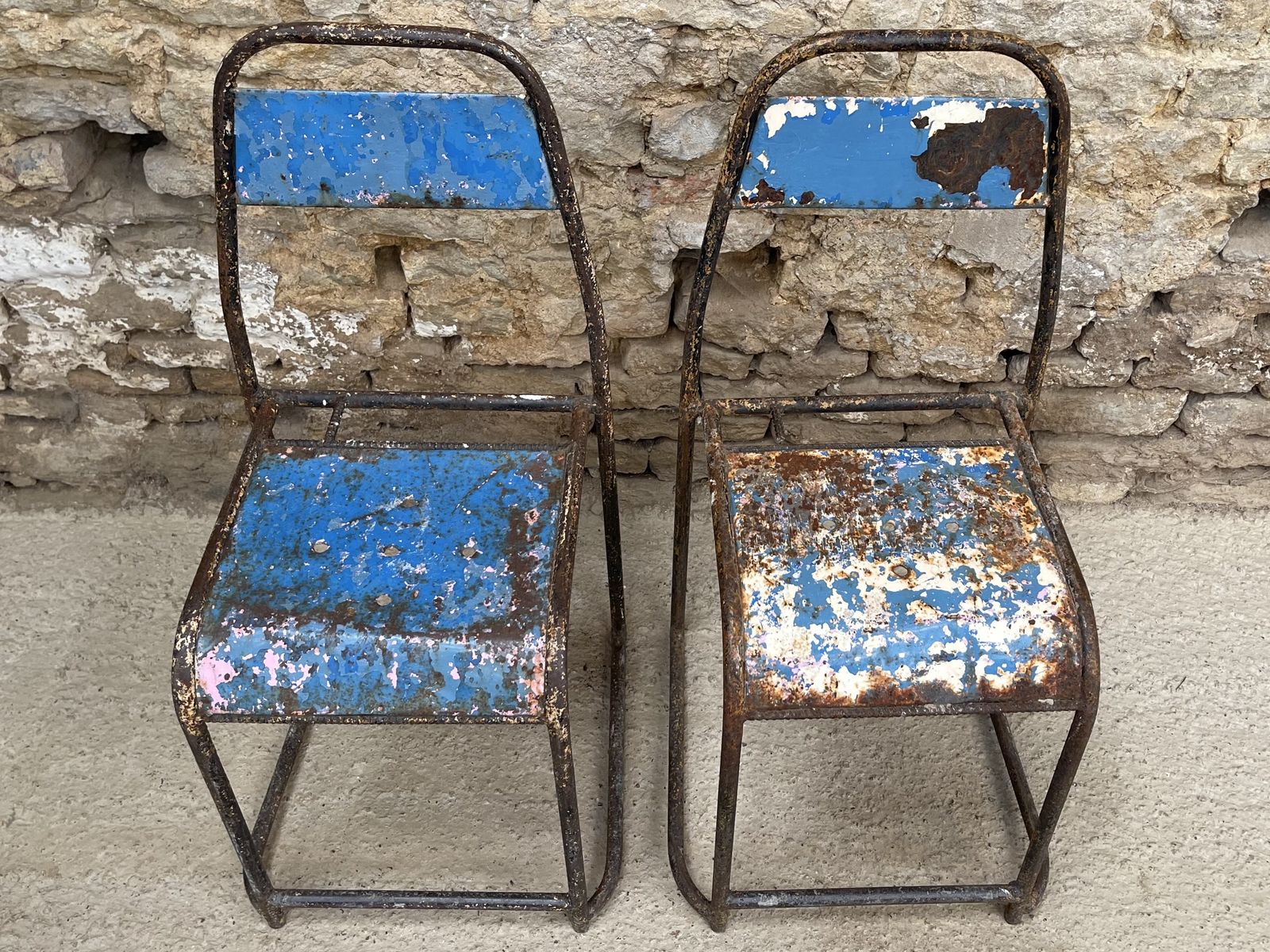 Metal Occasional Statement Lounge Or Hall Chairs. The Beauty In Decay. photo vintage
