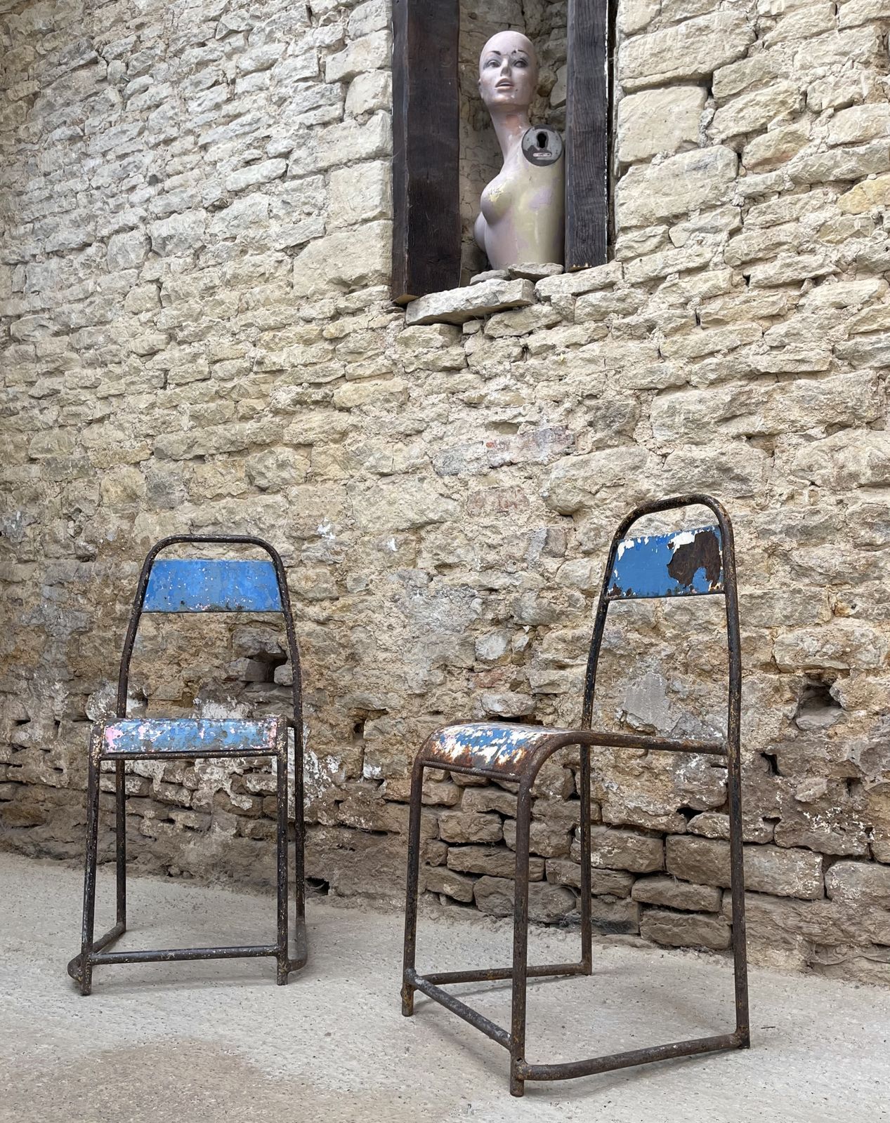 Furniture Metal Occasional Statement Lounge Or Hall Chairs. The Beauty In Decay. photo