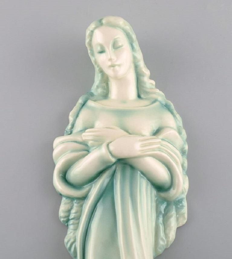 Goldscheider, Austria, Art Deco Wall Figure In Glazed Ceramics, Madonna photo furniture