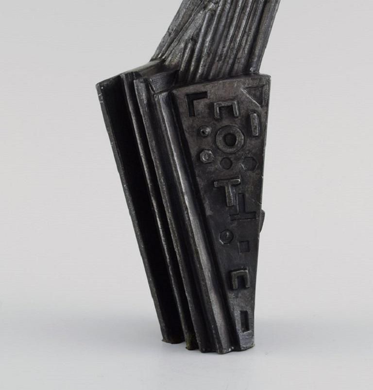 Unknown French Artist Brutalistic Unique Sculpture In Dark Steel Late 20th C photo for sale