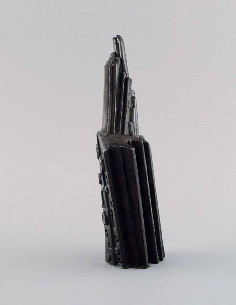 Unknown French Artist Brutalistic Unique Sculpture In Dark Steel Late 20th C photo vinterior