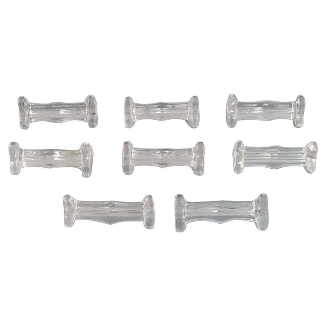 Eight Art Deco Knife Rests In Clear Art Glass France 1930s / 40s