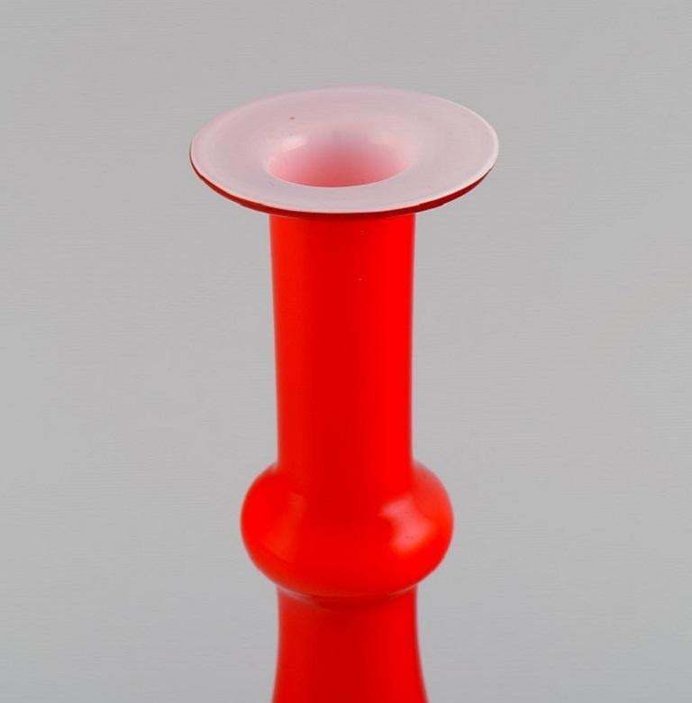 Holmegaard  Kastrup Two Carnaby Vases In Red Mouth Blown Art Glass 1960s photo for sale