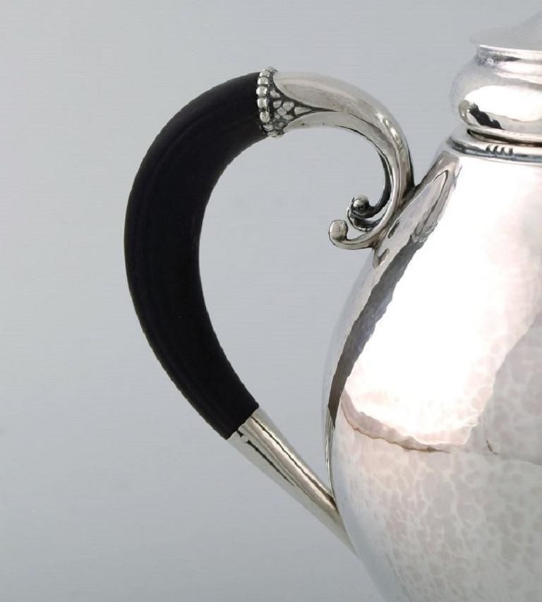 Rare Georg Jensen Teapot In Sterling Silver With Ebony Handle Dated 1915 30 photo for sale