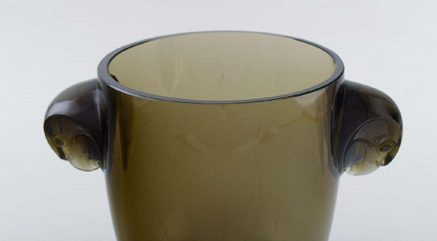 Early René Lalique Vase Topaz Glass With A Moulded Hawk Head On Either Side photo for sale
