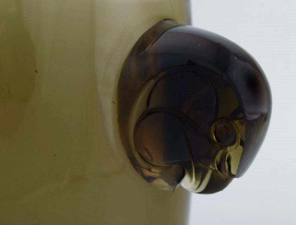 Early René Lalique Vase Topaz Glass With A Moulded Hawk Head On Either Side photo Home Decor