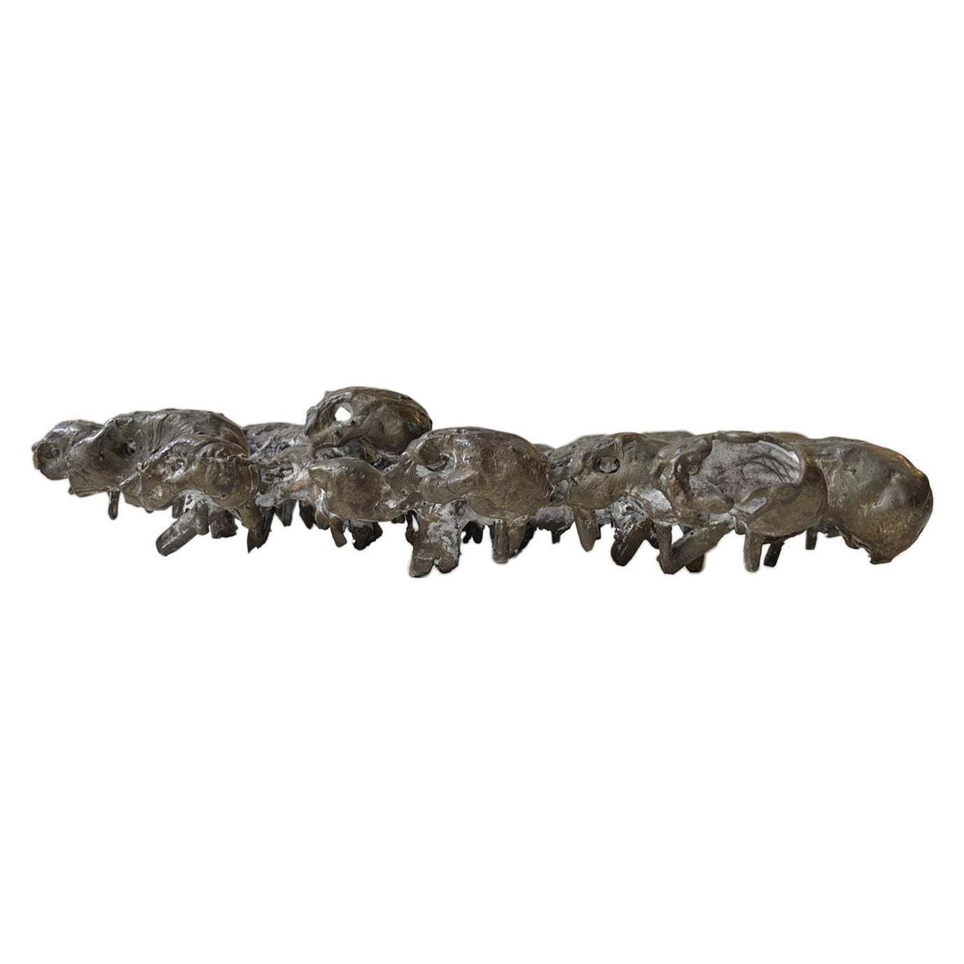 Wall Sculpture In Bronze 47 Skulls Entangled, Rat King, 1970s