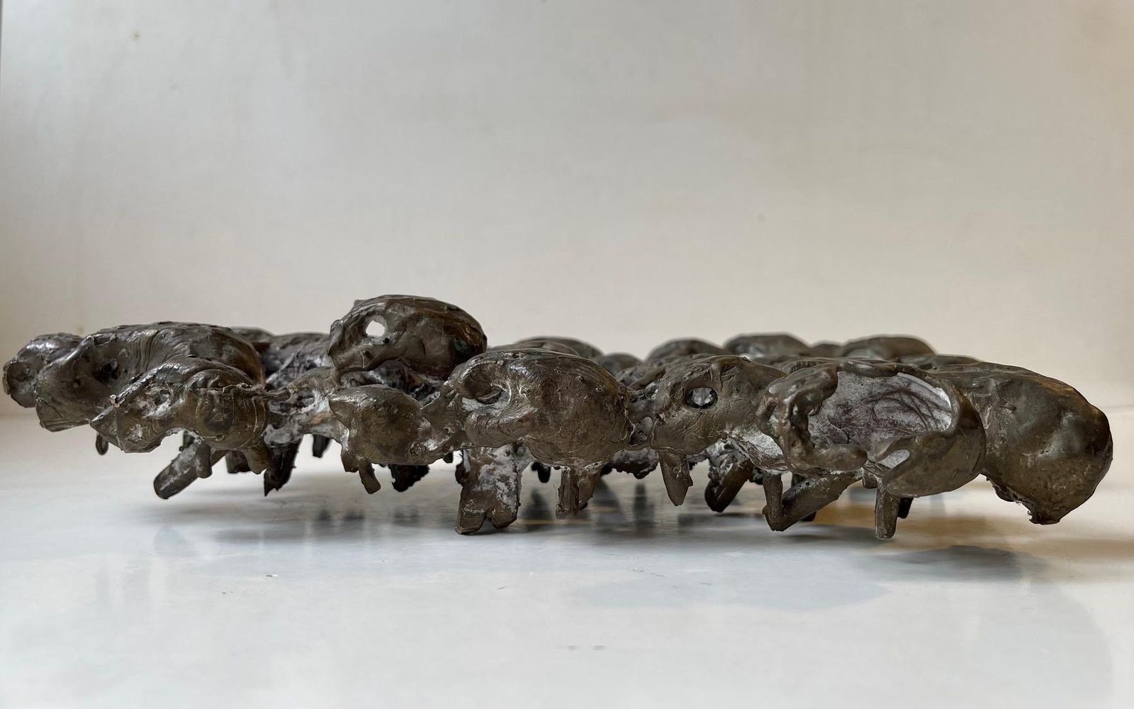 Wall Sculpture In Bronze 47 Skulls Entangled, Rat King, 1970s photo vinterior