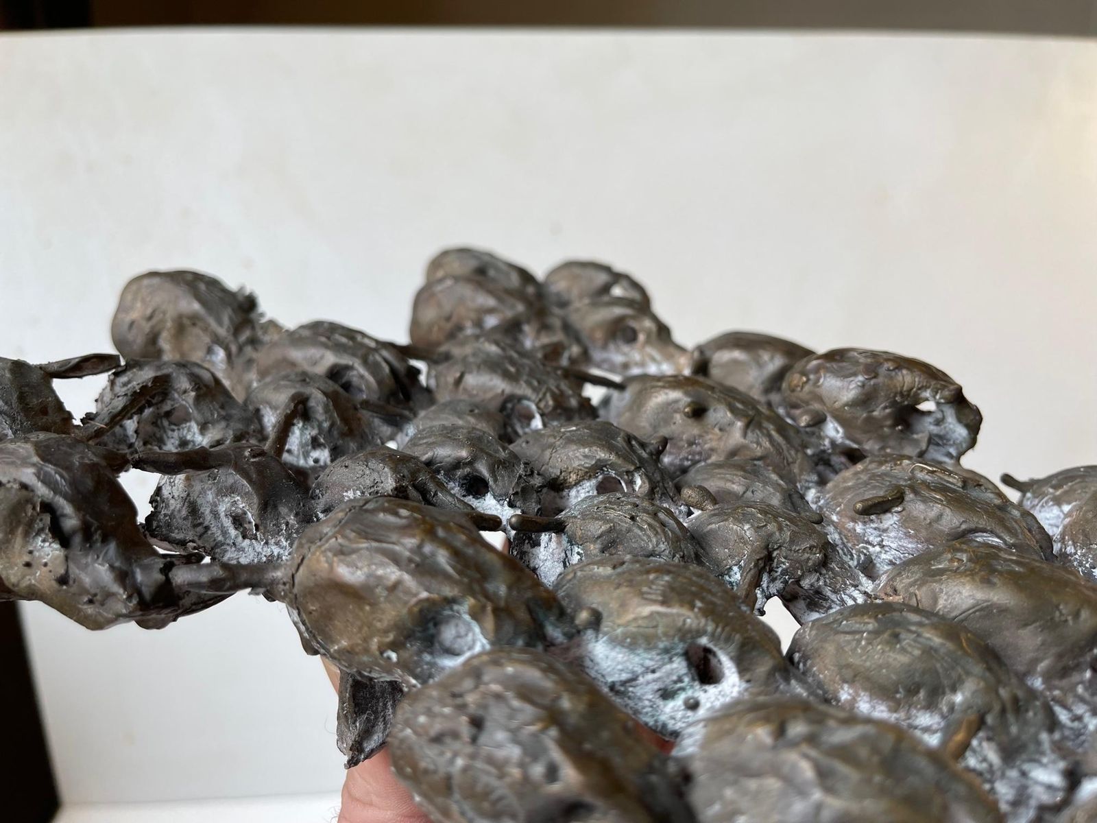 Wall Sculpture In Bronze 47 Skulls Entangled, Rat King, 1970s photo vintage