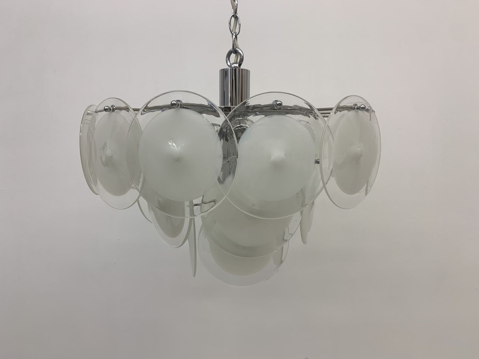 Verlichting Italiaanse Schijfkroonluchter Van Vistosi Murano Glass, Italië, Jaren 1970 photo