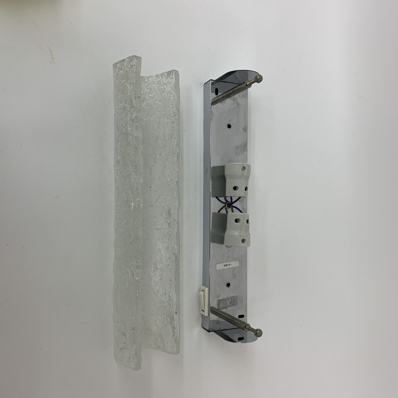 Murano Ice Glass Tubular Wall Lamp Or Sconce From Hillebrand, Germany, 1970s photo furniture
