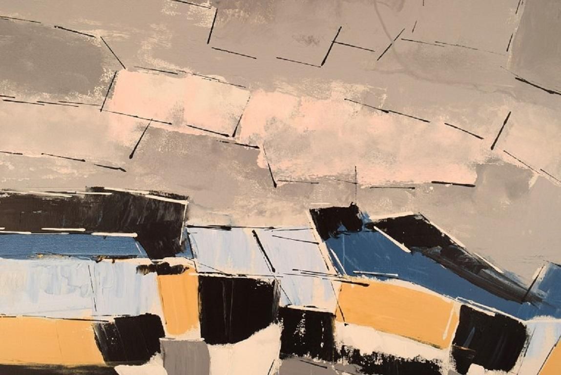 Ove Jepsen (B. 1934) Listed Danish Artist Acrylic/Canvas Abstract Landscape photo for sale
