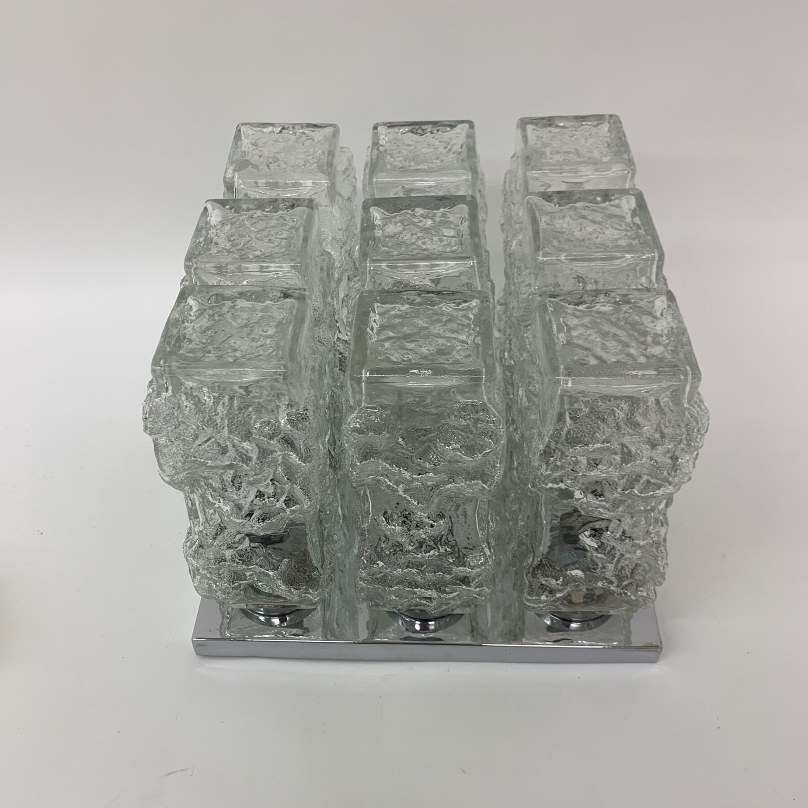 Hillebrand Ice Glass Plafondlamp, Jaren 1970 photo vinterior