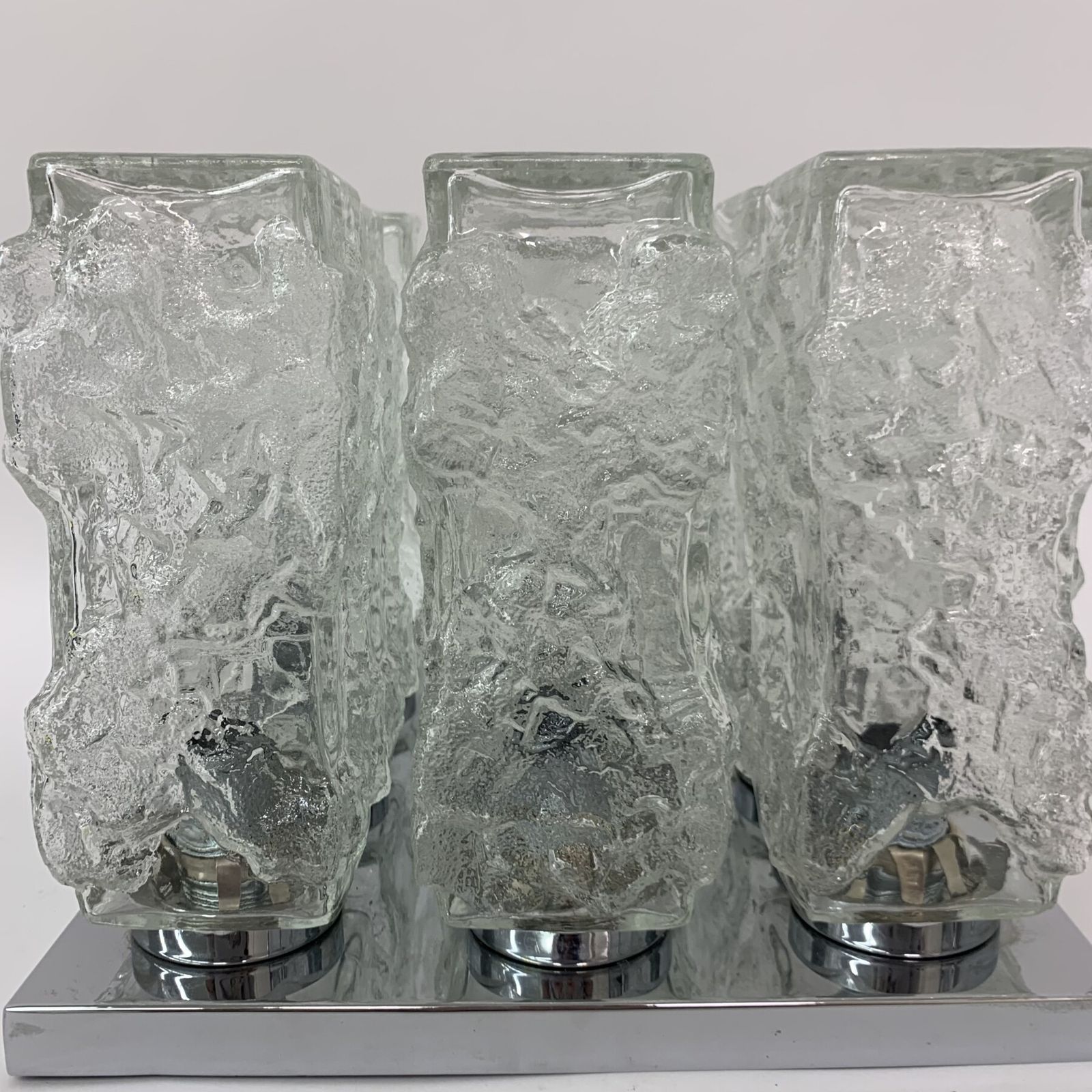 Hillebrand Ice Glass Plafondlamp, Jaren 1970 photo vintage