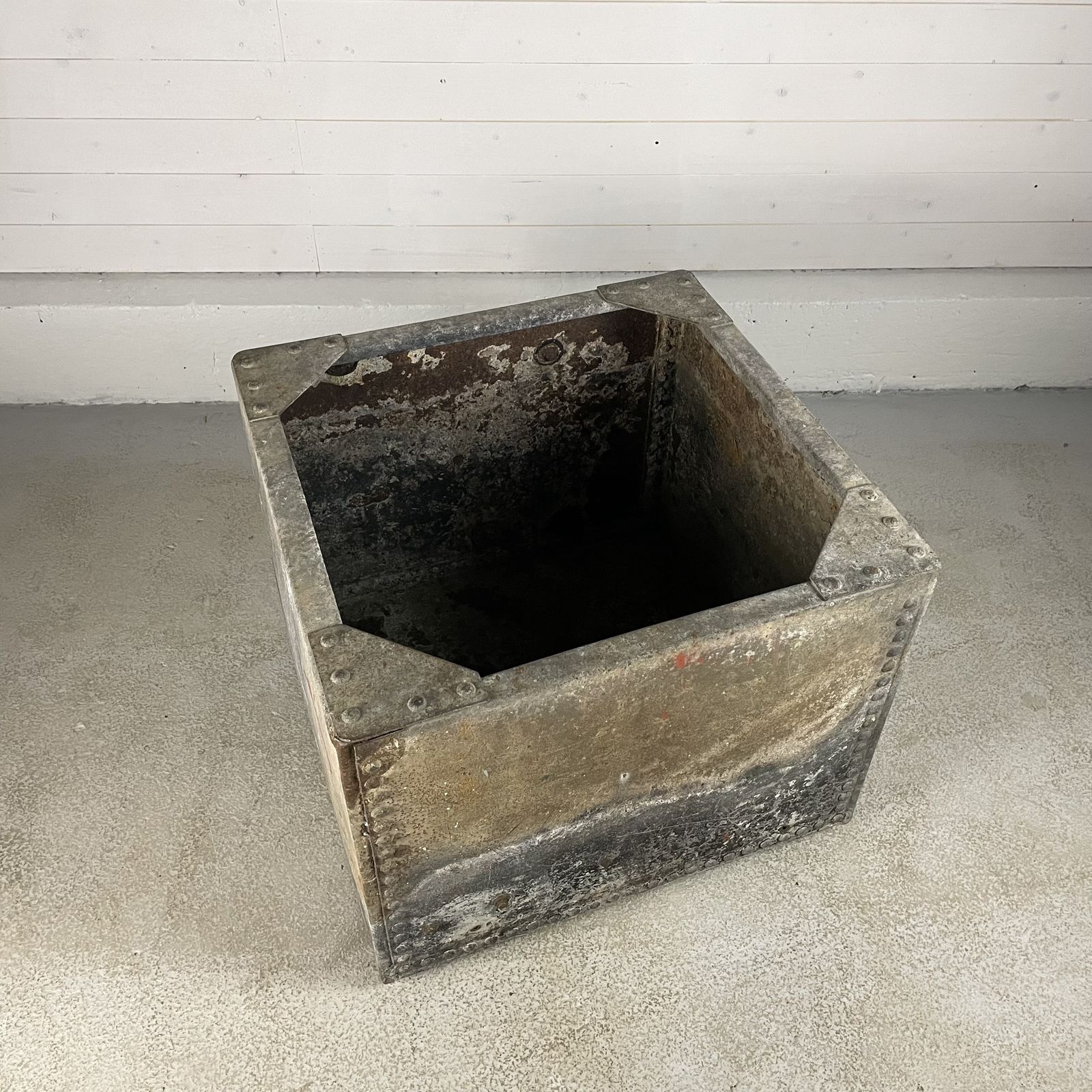 Square Reclaimed Riveted Galvanised Water Tank Planter photo for sale