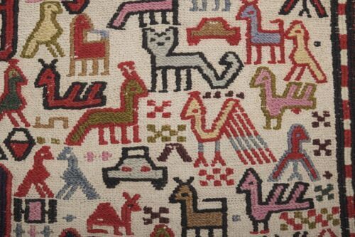 Vintage Animal Turkish Soumac Rug 3'11'' X 6'3'' photo vintage