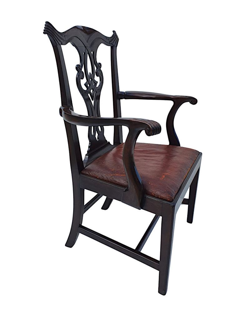 A Stunning Pair Of 19th Century Georgian Design Armchairs After Thomas Chippendale photo Furniture