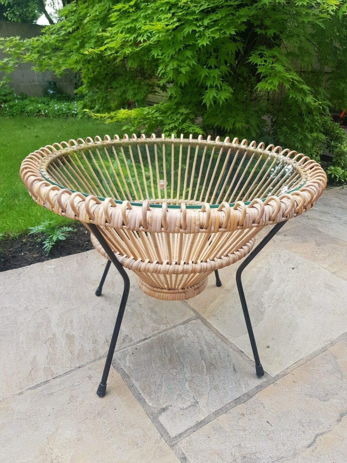 Rare Franco Albini Mid Century Cane Steel Coffee Table
