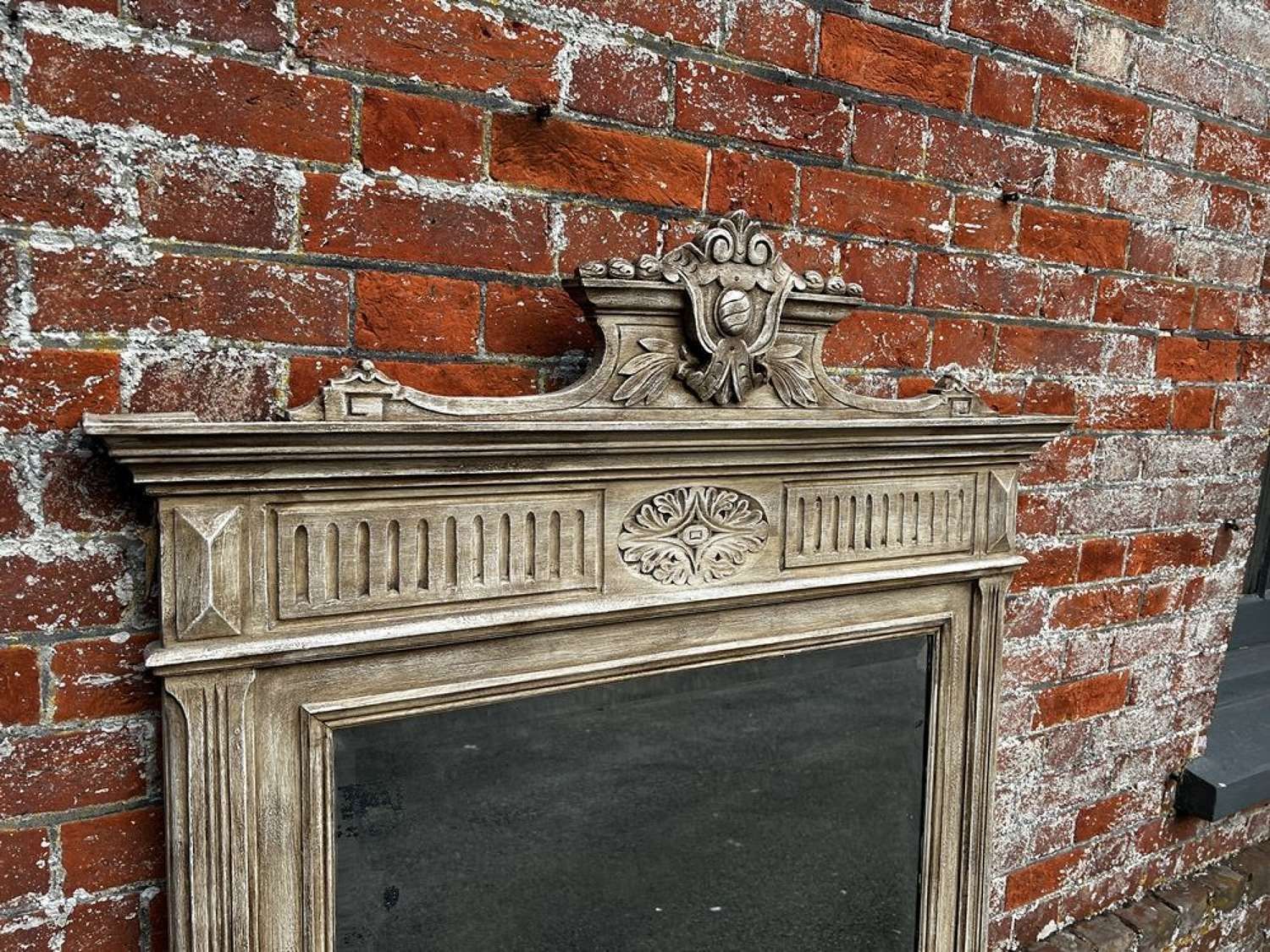 A Stunning Large Antique French 19th C Carved Wood Painted Mirror. photo 795.0