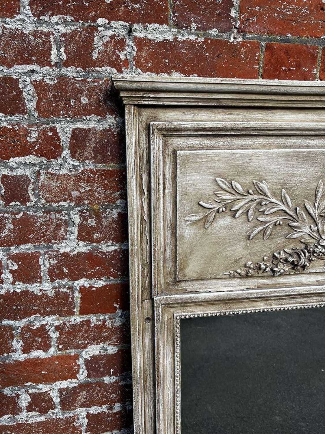 A Superb Large Antique French 19 Th C Carved Wood Painted Mirror. photo furniture