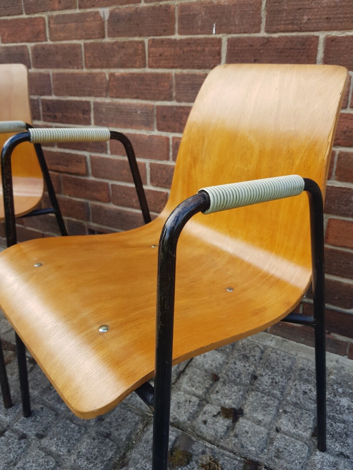 A French Bentwood Steel Mid Century Desk Dining Armchair Vintage photo furniture