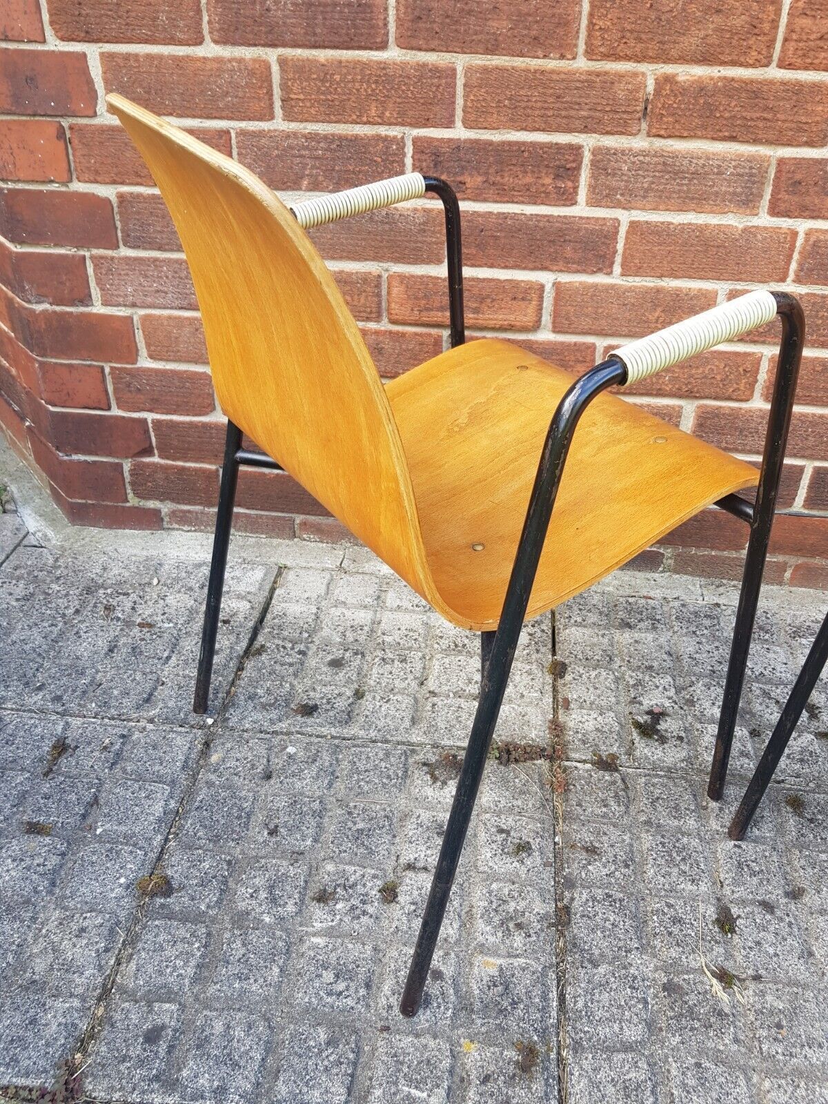 A French Bentwood Steel Mid Century Desk Dining Armchair Vintage photo for sale