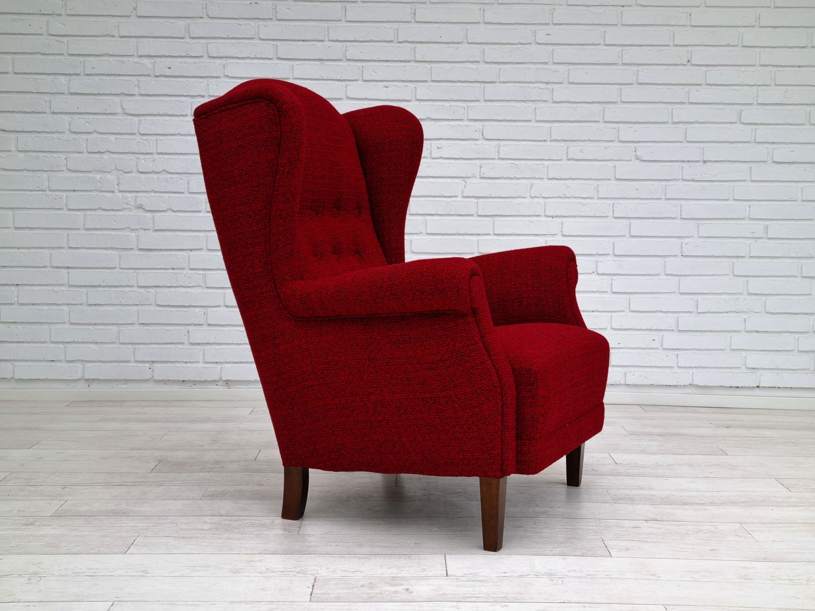 50s, Danish Design, Completely Refurbished Chair, Furniture Wool