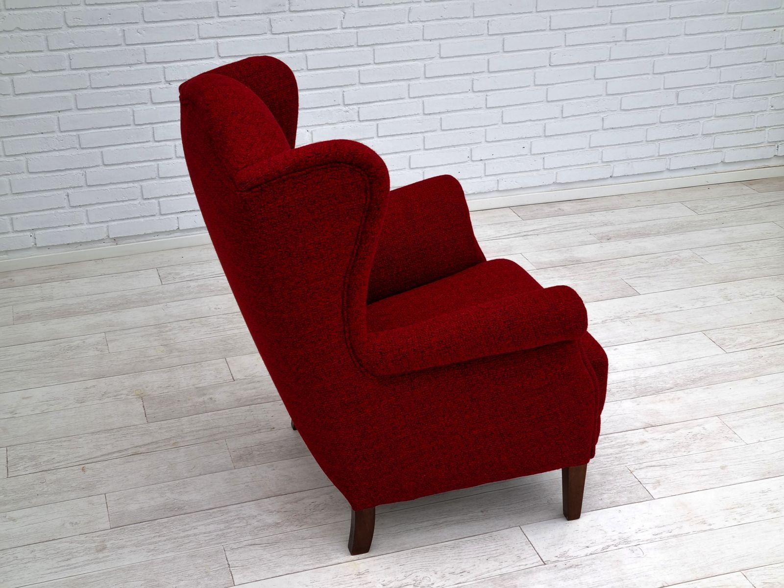 50s, Danish Design, Completely Refurbished Chair, Furniture Wool photo vinterior