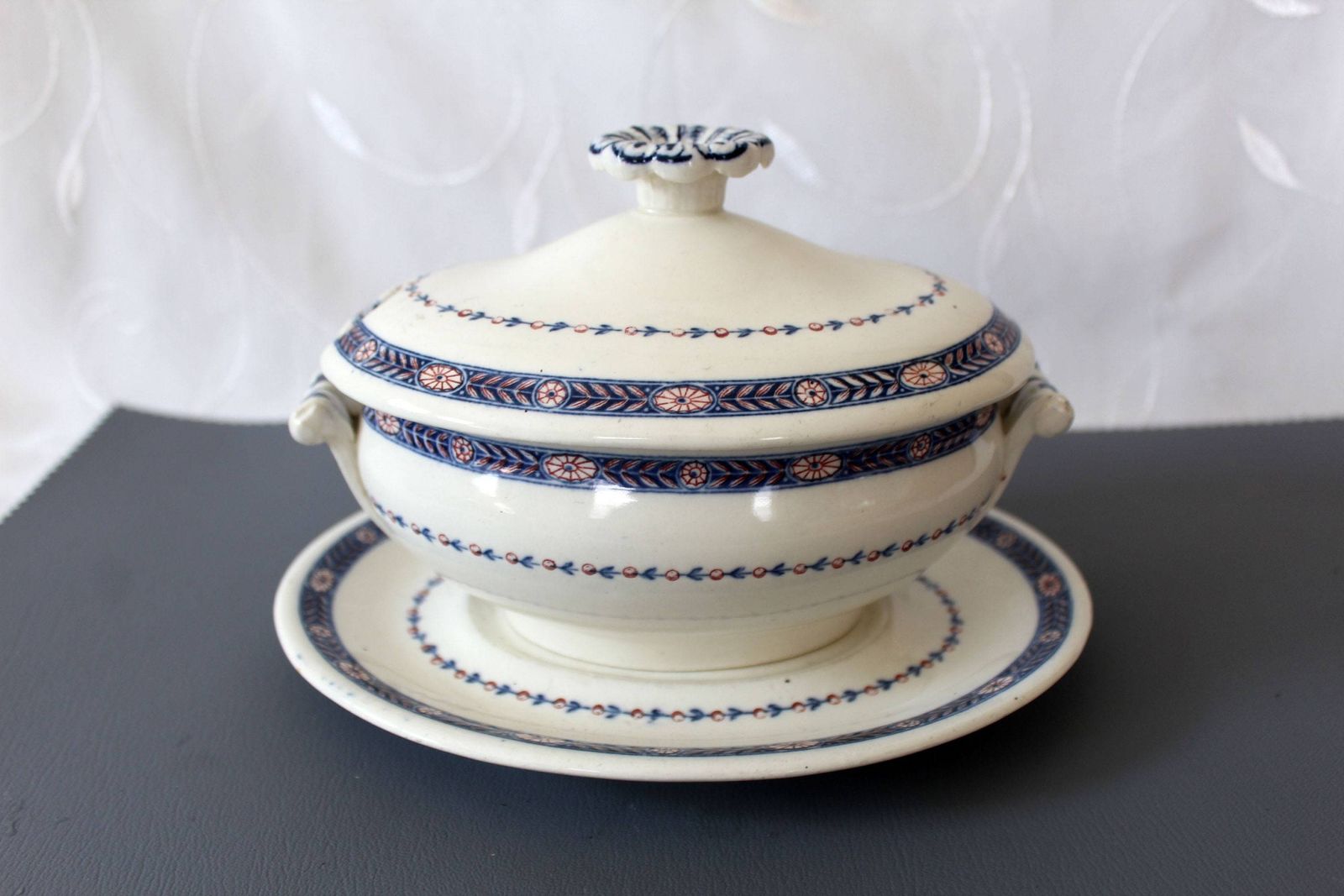 Antiek Wedgwood Etruria Boston Keramische Groentekom, Terrine, Serveerschaal, Landelijke Stijl, Engeland, Met Onderbord photo Woonaccessoires