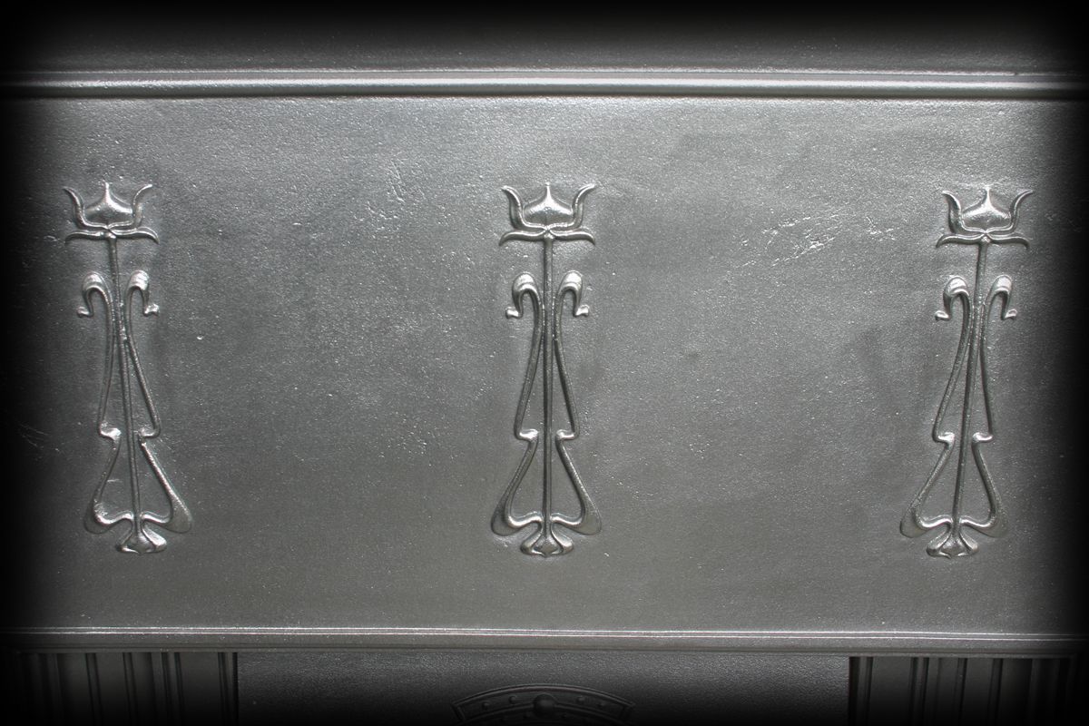 Reclaimed Edwardian Art Nouveau Cast Iron Fireplace photo furniture