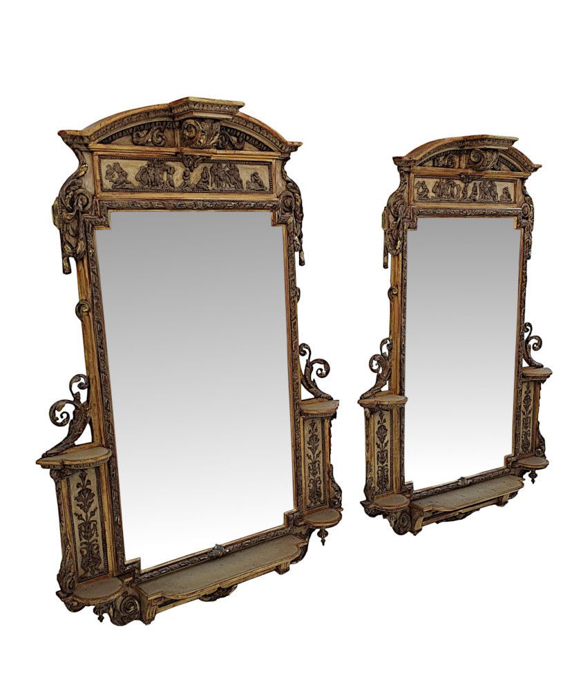 An Exceptionally Rare Pair Of Stunning 19th Century Giltwood Mirrors photo furniture