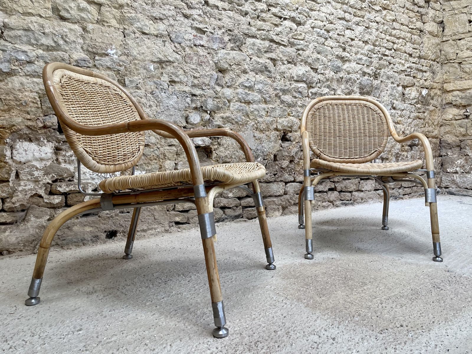photo vinterior Vintage Ikea Garden Patio Chairs Chair Mats Theselius Rattan And Steel Armchair Bedroom Chair Pair.