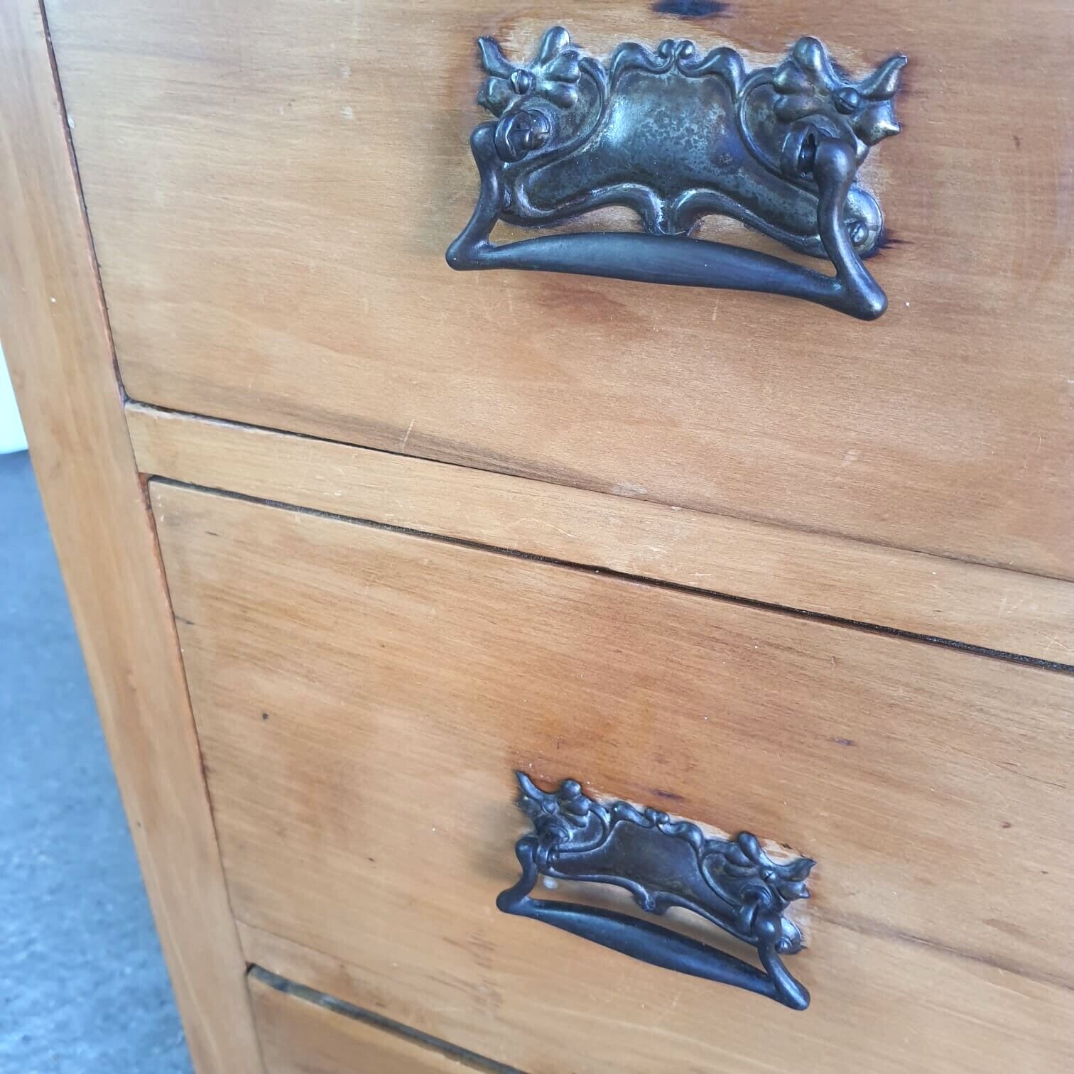 photo for sale Antique Walnut Art Nouveau Dressing Drawers Mirror Dressing Table Bedroom
