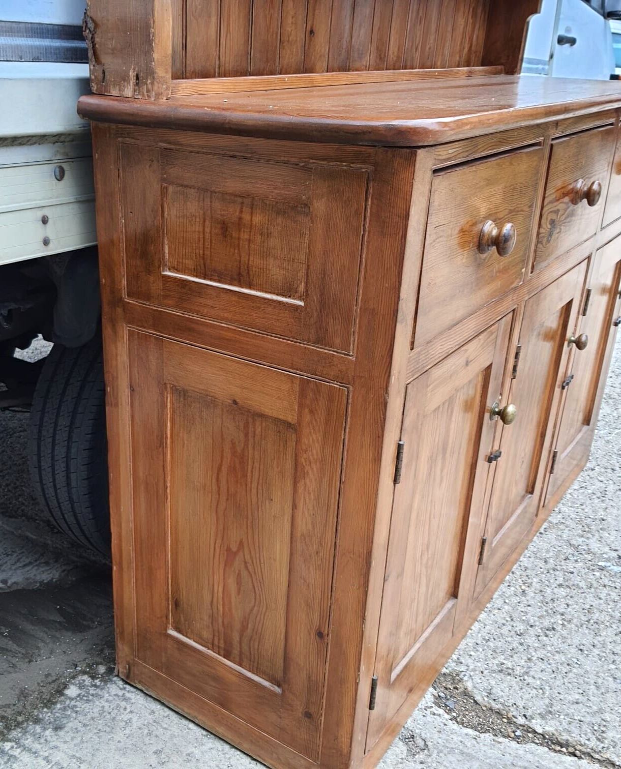 20thc Very Large Waterfall Dresser Shelves Cupboard Cabinet Drawers Kitchen photo Furniture