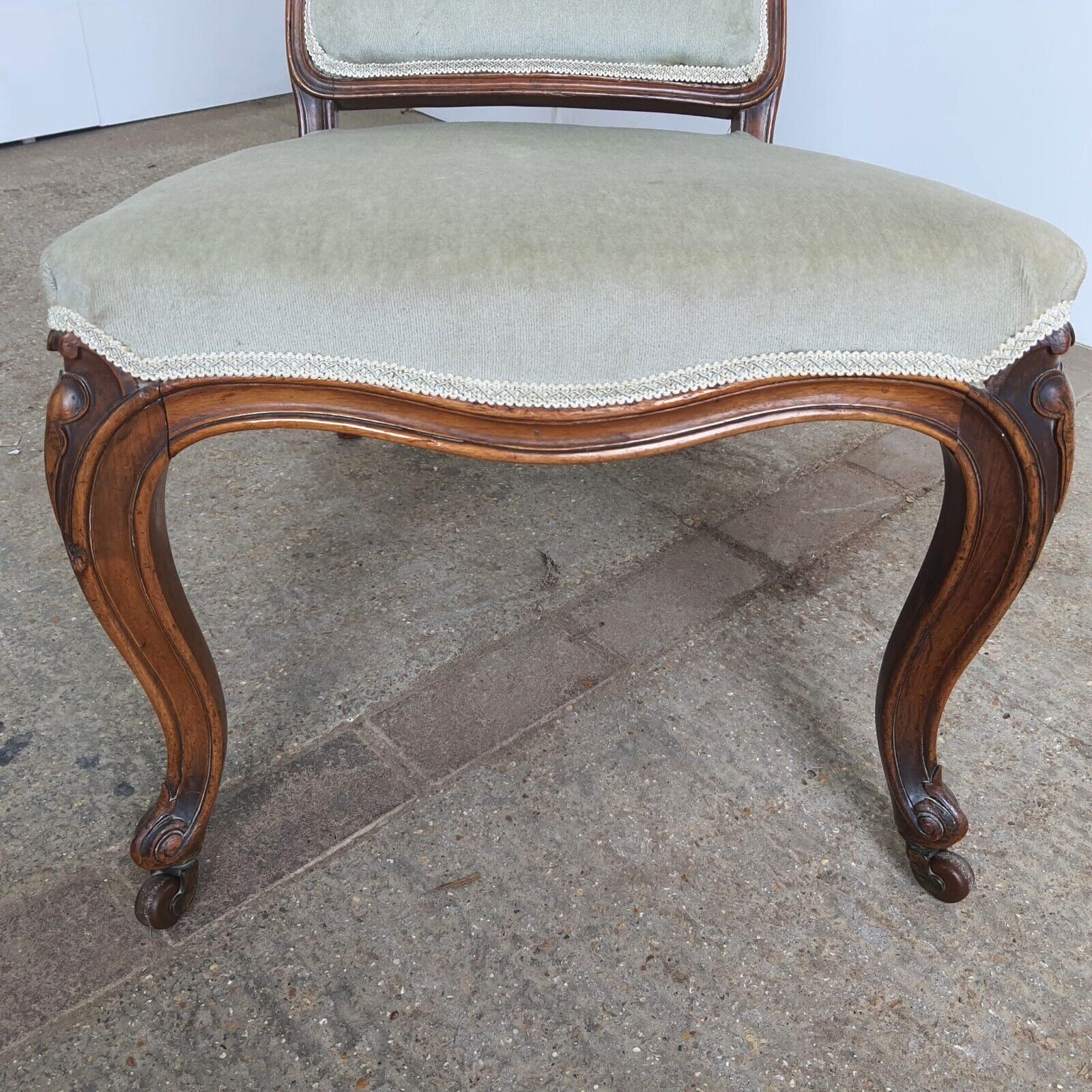 Antique Edwardian Open High Back Upholstered Nursing Chair Cabriole Legs Castors photo Furniture