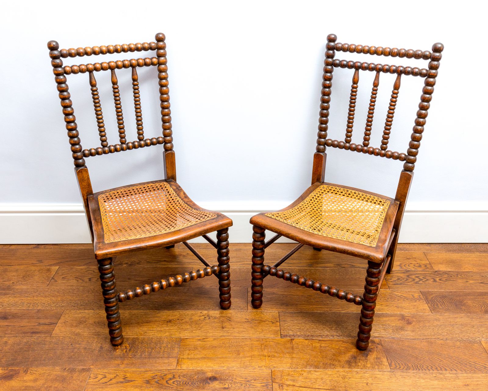 Rare Pair Of Victorian Initialed 1800s Bobbin Turned Chairs By Bowen And Mallon photo vinterior