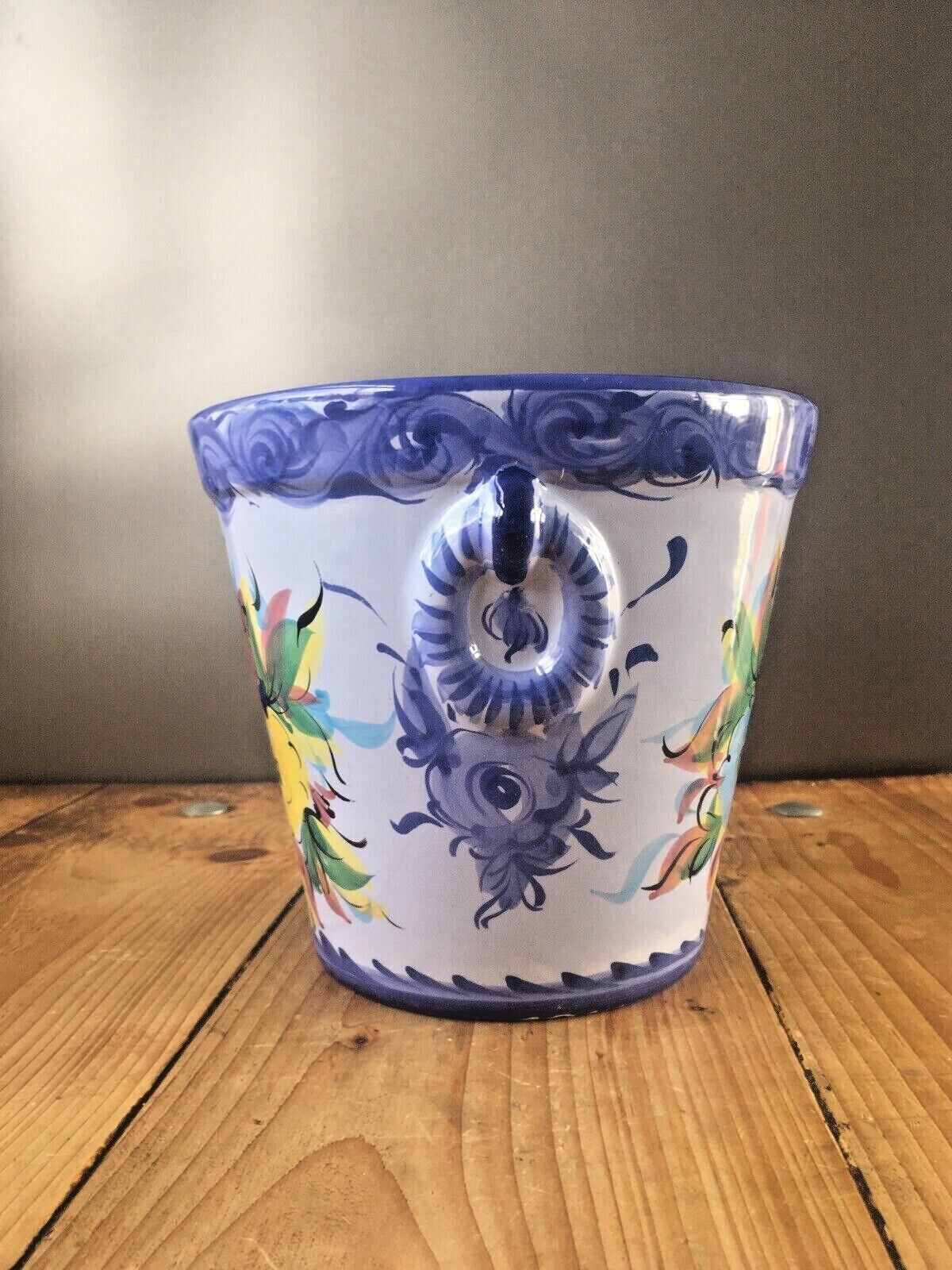 Vintage 60s Vestal Alcobaca Portugal Floral Pottery Planter Plant Pot 70's Retro photo vintage