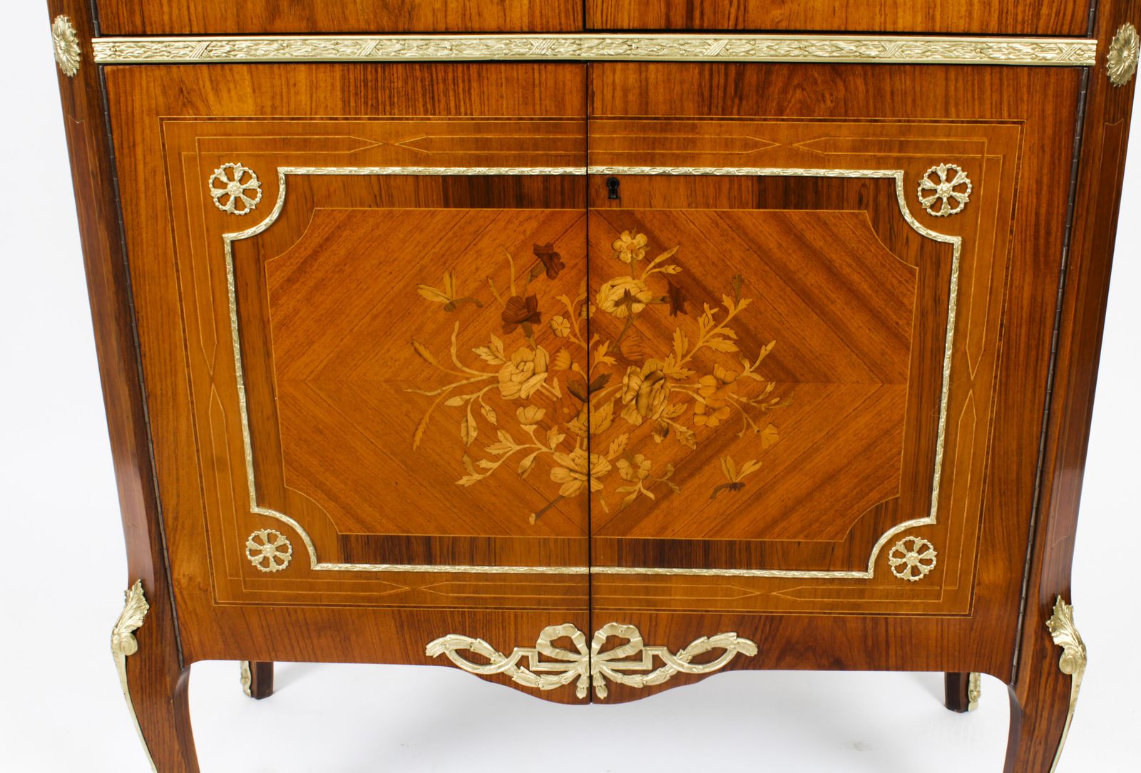 photo furniture Vintage Meuble Francais Ormolu Mounted Burr Walnut Cocktail Cabinet 20th Century