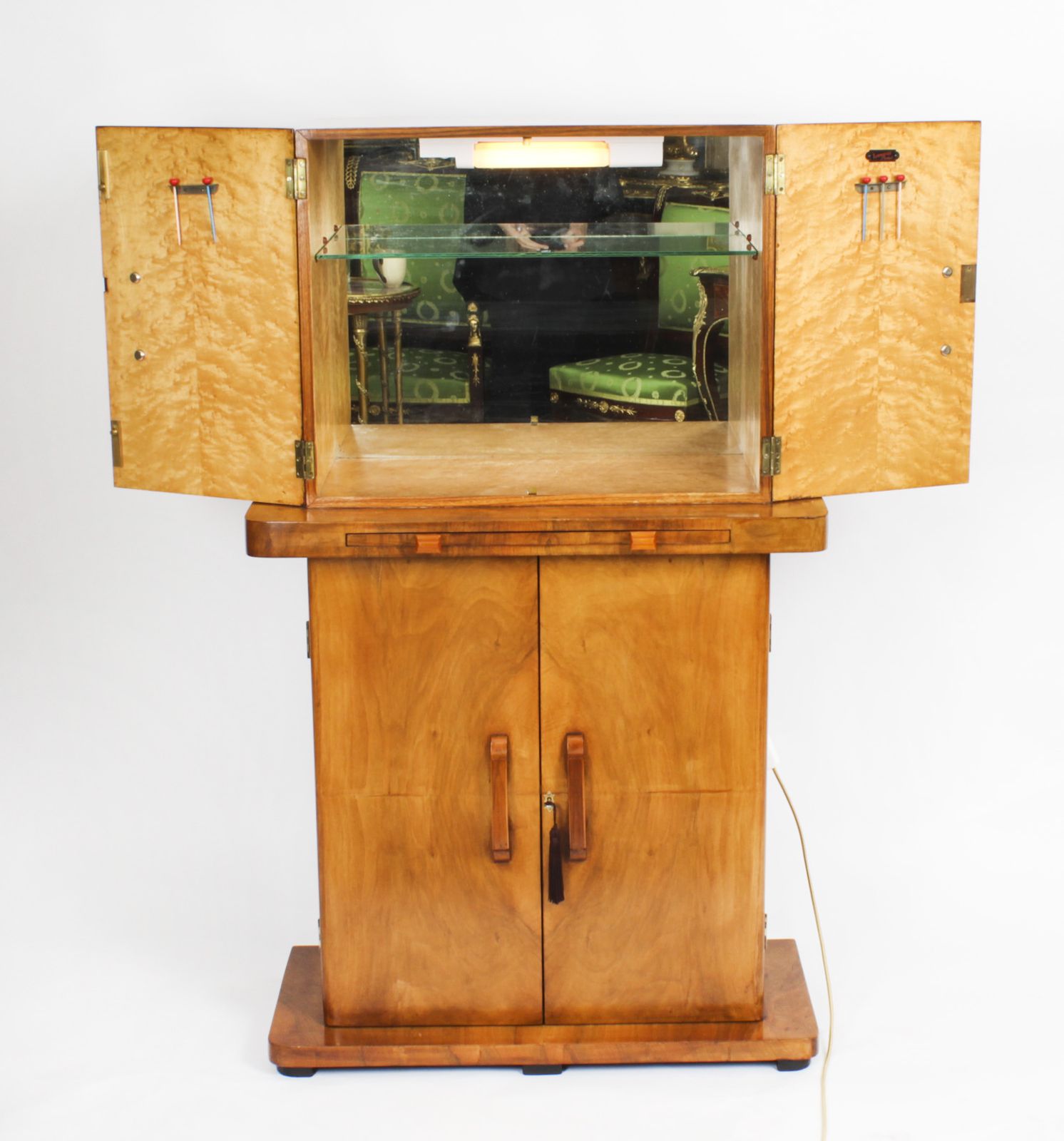 Art Deco Epstein Manner Burr Walnut Cocktail Cabinet Dry Bar C.1920 photo furniture