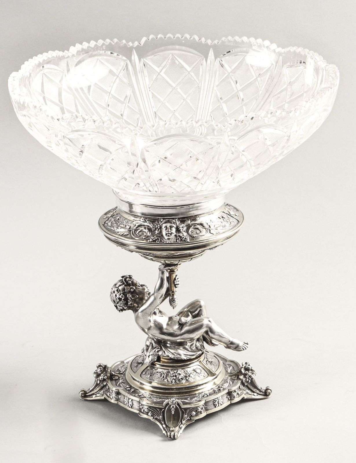 Pair English Victorian Silver Plate & Cut Glass Centrepieces 1883 19th C photo furniture