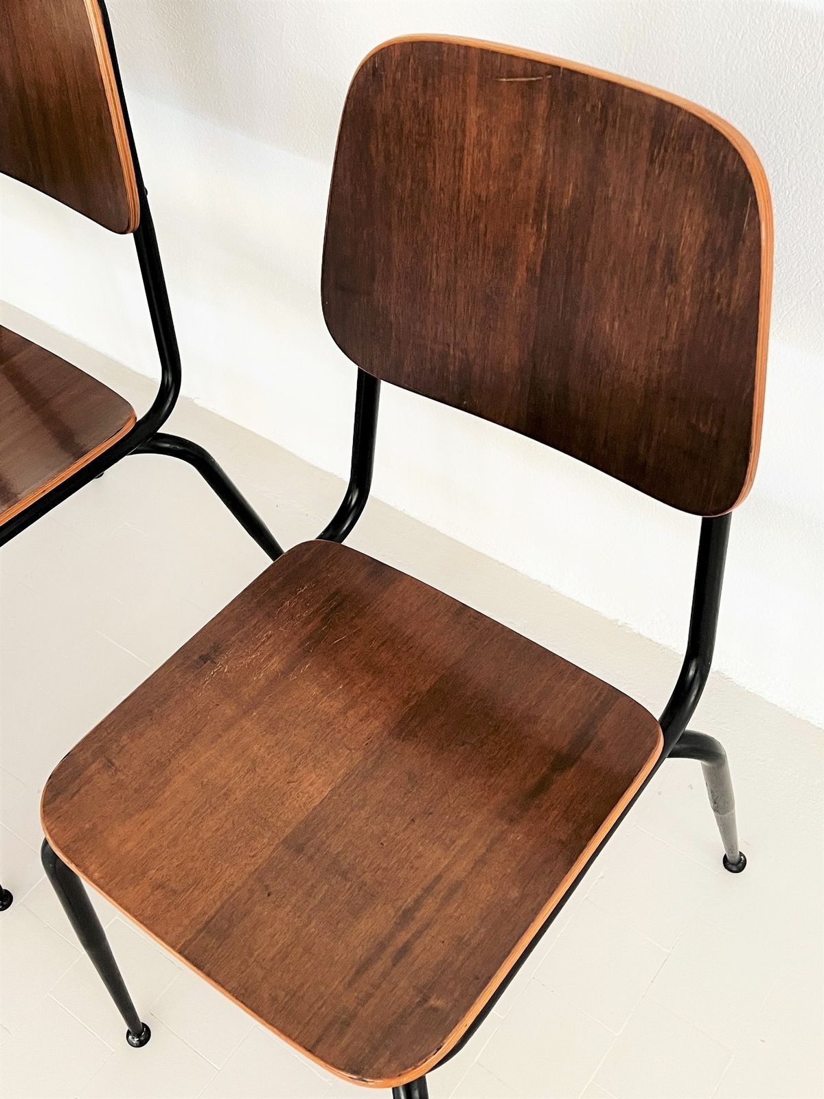 Italian Midcentury Plywood Nutwood Chairs By Velca Legnano, 1960s photo Furniture