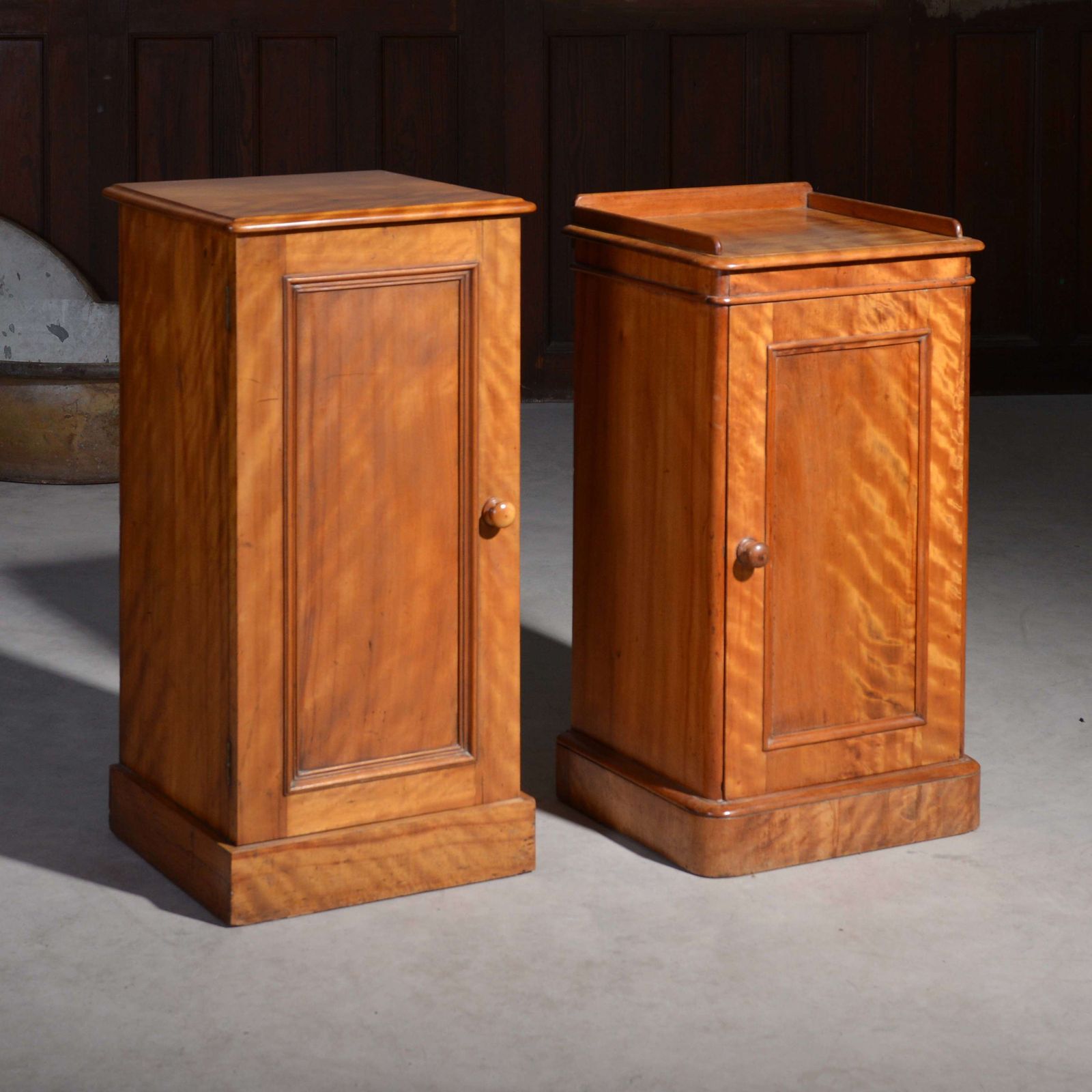 Near Pair Of Satin Birch Bedside Cabinets